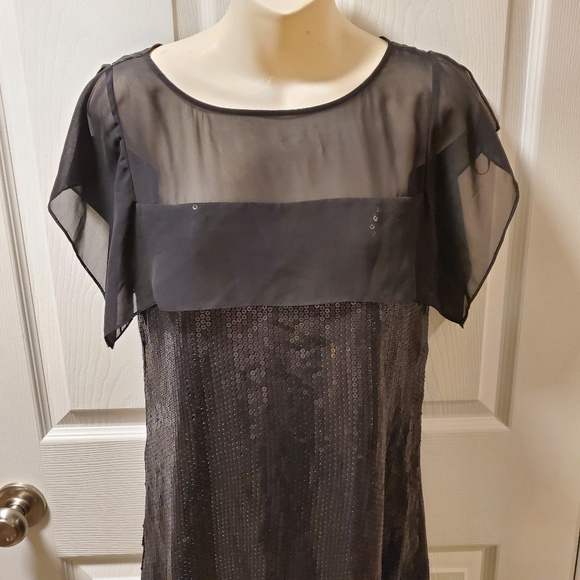 Sequence and sheer black party mini dress - Picture 2 of 5